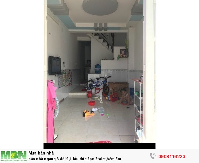 Bán nhà ngang 3 dài 9,1 lầu đúc,2pn,2tolet,hẻm 5m