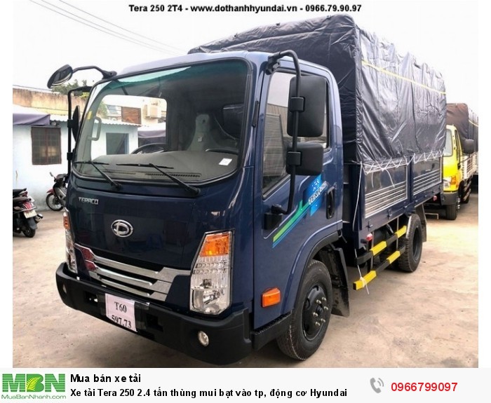 Xe tải Tera 250 2.4 tấn thùng mui bạt vào tp, động cơ Hyundai