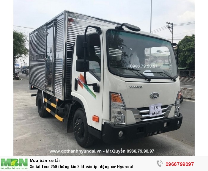 Xe tải Tera 250 thùng kín 2T4 vào tp, động cơ Hyundai