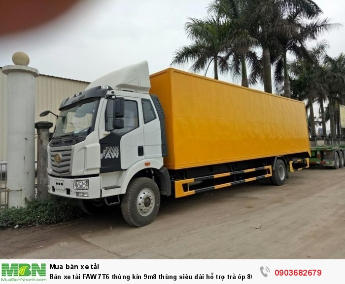 Bán xe tải FAW 7T6 thùng kín 9m8 thùng siêu dài  2018