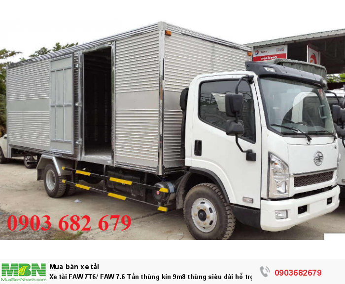 Xe tải FAW 7T6/ FAW 7.6 Tấn  thùng kín 9m8 thùng siêu dài hỗ trợ trả góp 80%