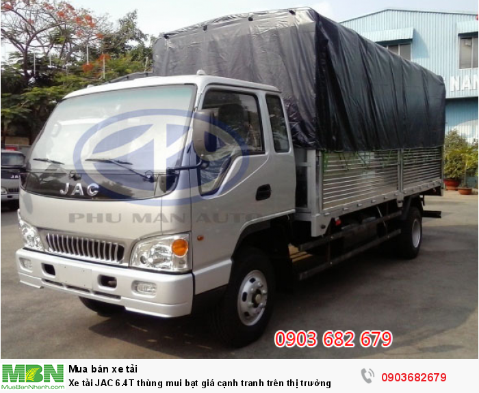 Xe tải JAC 6.4T thùng mui bạt giá cạnh tranh trên thị trường