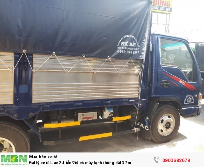 Đại lý xe tải Jac 2.4 tấn/2t4 có máy lạnh thùng dài 3.7m