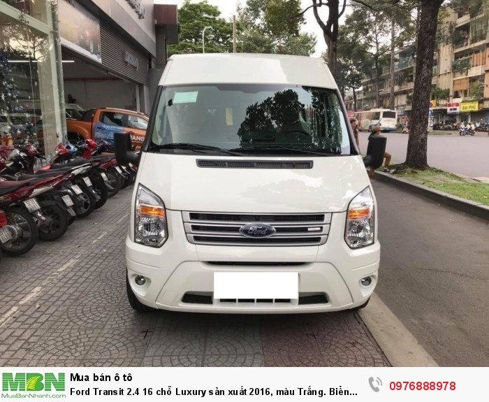 Ford Transit 2.4 16 chỗ Luxury sản xuất 2016, màu Trắng. Biển Tỉnh , Đăng ký tháng 10/2016