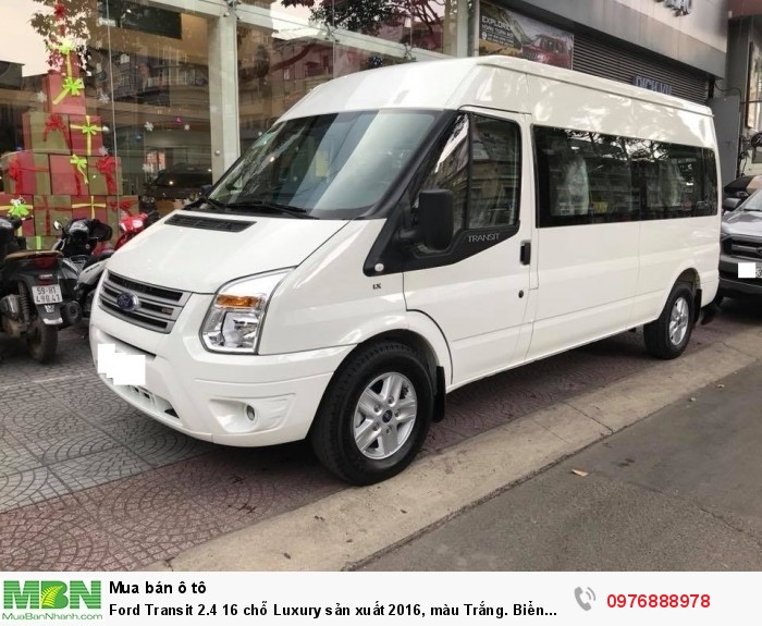 Ford Transit 2.4 16 chỗ Luxury sản xuất 2016, màu Trắng. Biển Tỉnh , Đăng ký tháng 10/2016