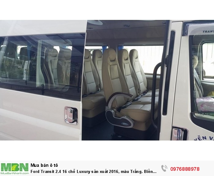 Ford Transit 2.4 16 chỗ Luxury sản xuất 2016, màu Trắng. Biển Tỉnh , Đăng ký tháng 10/2016
