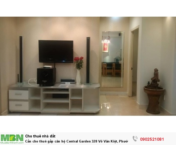 Cần cho thuê gấp căn hộ Central Garden 328 Võ Văn Kiệt, Phường Cô Giang, Quận 1 DT: 84m2, 2pn