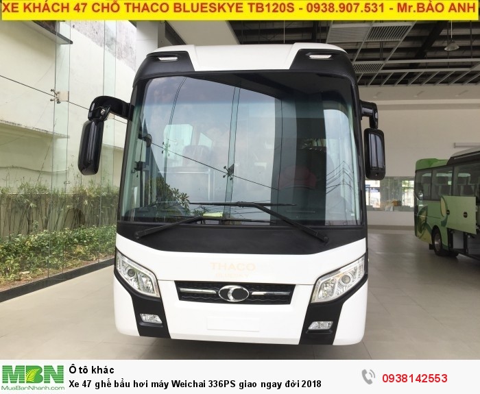 Xe 47 ghế bầu hơi máy Weichai 336PS giao ngay đời 2018