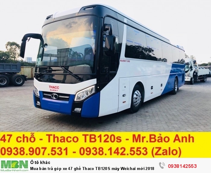 Mua bán trả góp xe 47 ghế Thaco TB120S máy Weichai mới 2018