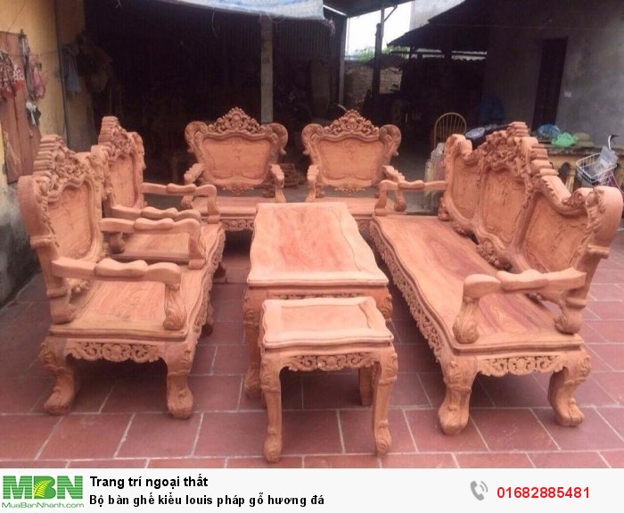 Bộ bàn ghế kiểu louis pháp gỗ hương đá0