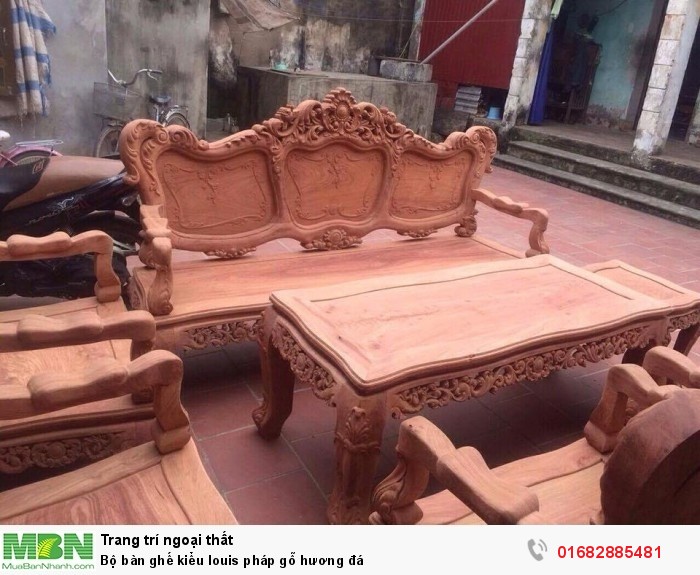 Bộ bàn ghế kiểu louis pháp gỗ hương đá2