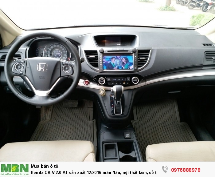 Honda CR-V 2.0 AT sản xuất 12/2016 màu Nâu, nội thất kem, số tự động. Biển Hà Nội