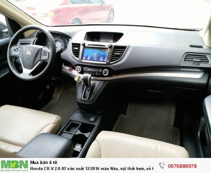 Honda CR-V 2.0 AT sản xuất 12/2016 màu Nâu, nội thất kem, số tự động. Biển Hà Nội