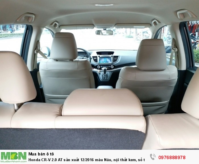 Honda CR-V 2.0 AT sản xuất 12/2016 màu Nâu, nội thất kem, số tự động. Biển Hà Nội