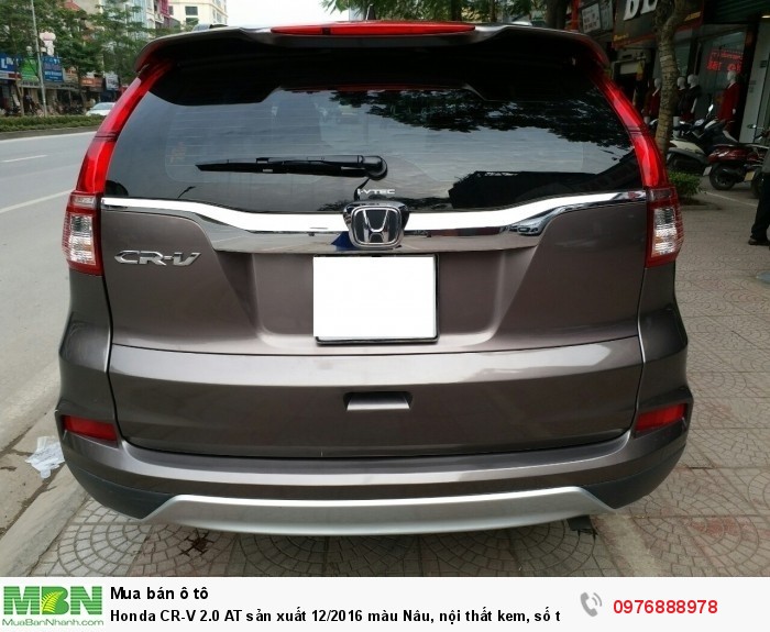 Honda CR-V 2.0 AT sản xuất 12/2016 màu Nâu, nội thất kem, số tự động. Biển Hà Nội