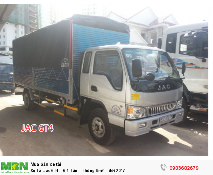 Xe Tải Jac 6T4 – 6.4 Tấn – Thùng 6m2 – đời 2017