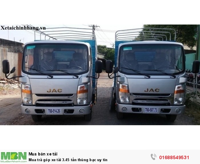 Mua trả góp xe tải 3.45 tấn thùng bạc uy tín