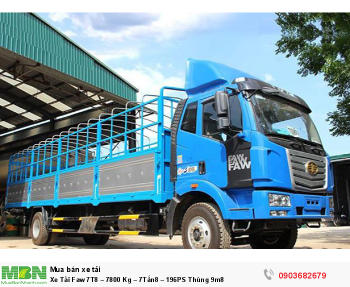 Xe Tải Faw 7T8 – 7800 Kg – 7Tấn8 – 196PS Thùng 9m8