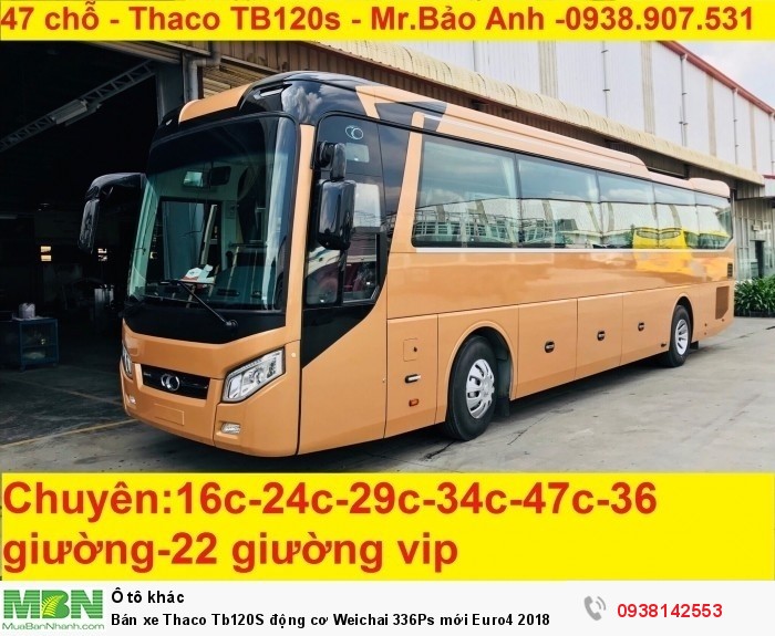 Bán xe Thaco Tb120S động cơ Weichai 336Ps mới Euro4 2018