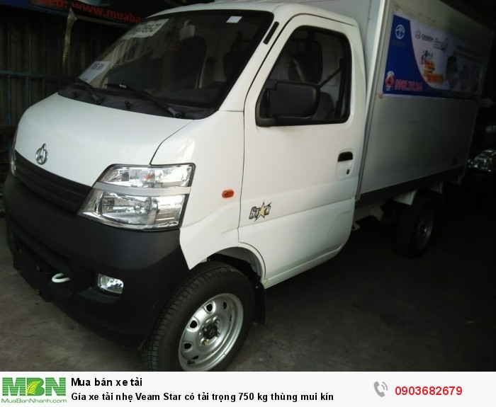 Gía xe tải nhẹ Veam Star có tải trọng 750 kg thùng mui kín