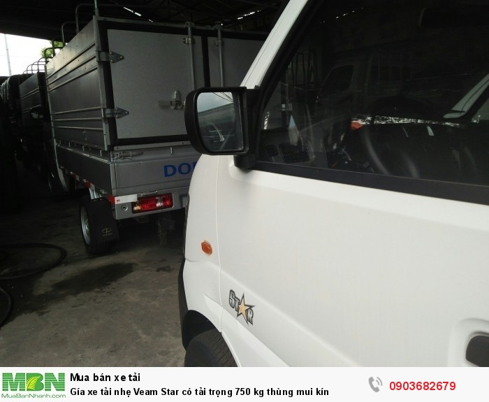 Gía xe tải nhẹ Veam Star có tải trọng 750 kg thùng mui kín