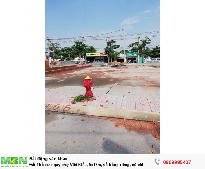 Đất Thổ cư ngay chợ Việt Kiều, 5x17m, sổ hồng riêng, củ chi