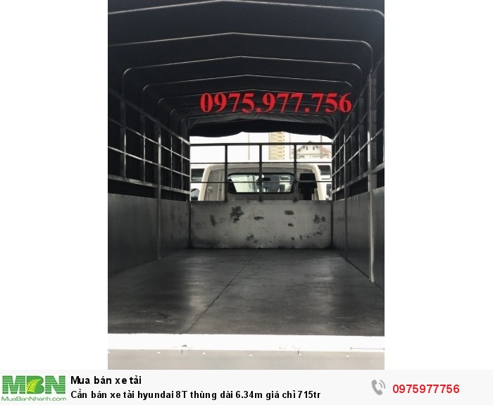 Cần bán xe tải hyundai 8T thùng dài 6.34m giá chỉ 715tr