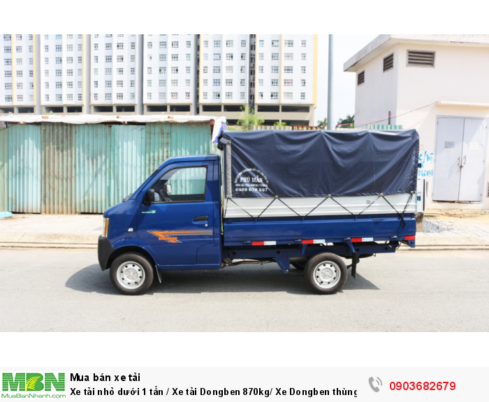 Bán xe tải nhỏ dưới 1 tấn / Xe tải Dongben 870kg/ Xe Dongben thùng mui bạt 870kg giá tốt