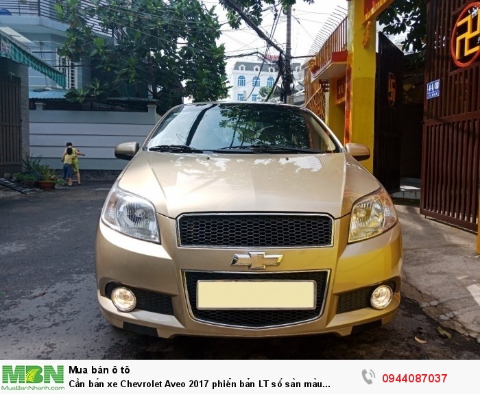 Cần bán xe Chevrolet Aveo 2017 phiển bản LT số sàn màu vàng đồng
