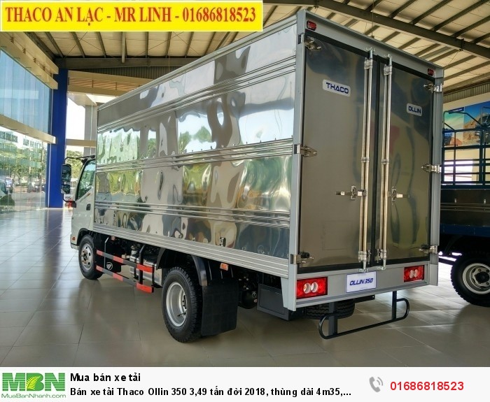 Bán xe tải Thaco Ollin 350 3,49 tấn đời 2018, thùng dài 4m35, động cơ Euro 4