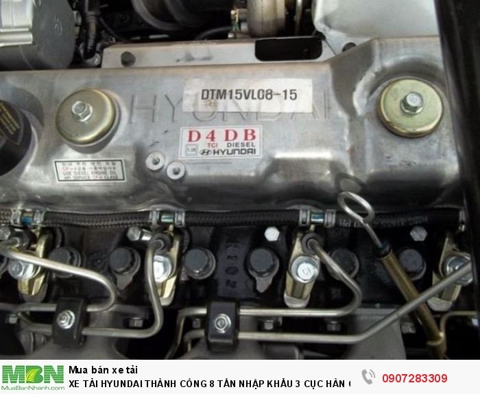 Xe Tải Hyundai 8 Tấn Thành Công lắp ráp động cơ hyundai D4DB mạnh mẽ,