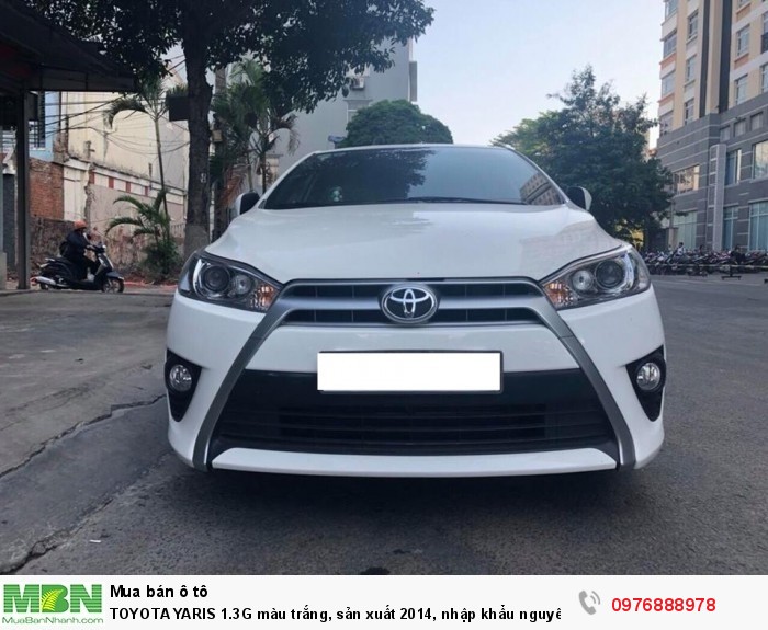 TOYOTA YARIS 1.3G màu trắng, sản xuất 2014, nhập khẩu nguyên chiếc Thái Lan