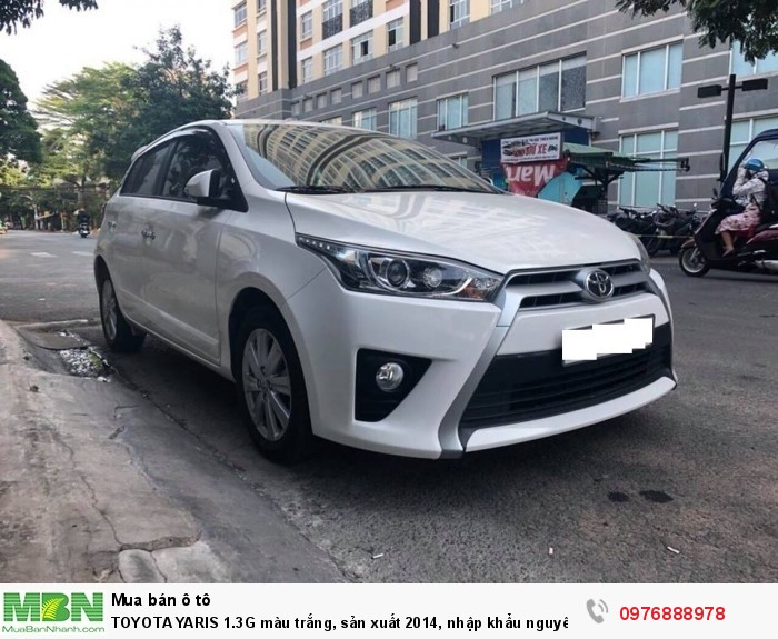 TOYOTA YARIS 1.3G màu trắng, sản xuất 2014, nhập khẩu nguyên chiếc Thái Lan