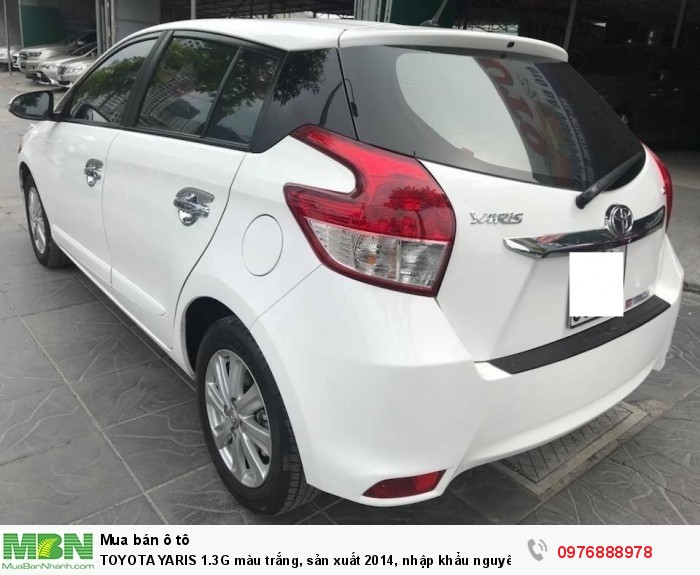 TOYOTA YARIS 1.3G màu trắng, sản xuất 2014, nhập khẩu nguyên chiếc Thái Lan