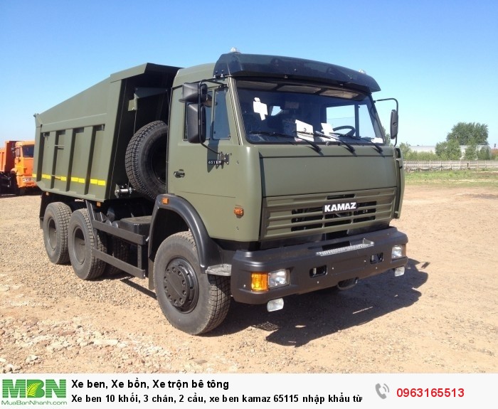 Xe ben kamaz 10 khối, xe ben 3 chân, xe ben 2 cầu, xe ben kamaz 65115,