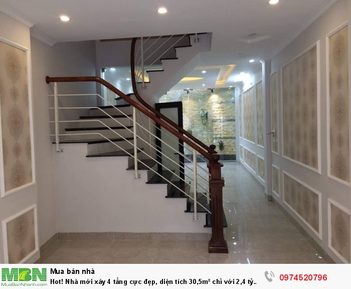 Nhà mới xây 4 tầng cực đẹp, diện tích 30,5m² chỉ với 2,4 tỷ tại làng Nha