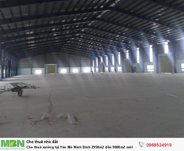 Cho thuê xưởng tại Yên Mô Ninh Bình 2950m2 đến 9000m2 mới đẹp, điện 900KVA