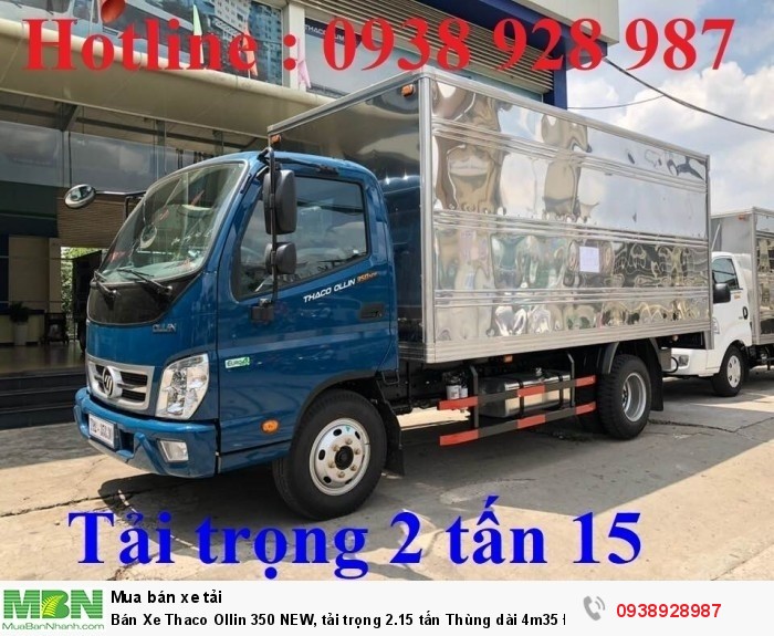 Bán Xe Thaco Ollin 350 NEW, tải trọng 2.15 tấn Thùng dài 4m35 Đời 2018