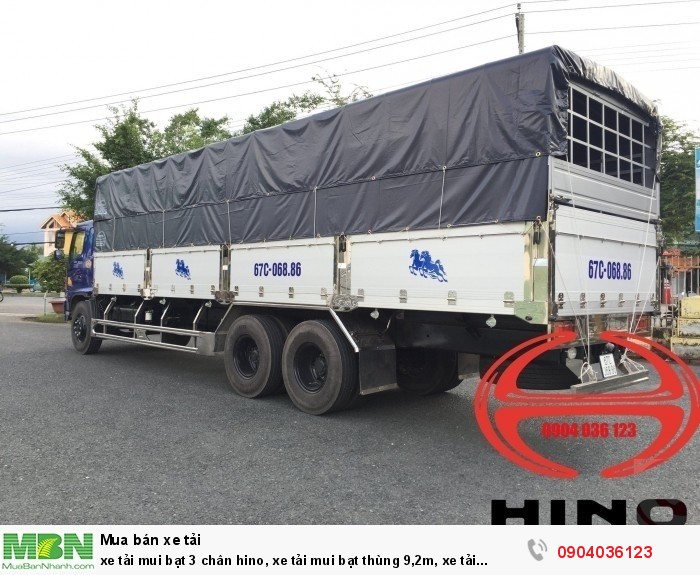 Xe tải mui bạt 3 chân Hino, xe tải mui bạt thùng 9,2m, xe tải Hino 3 chân thùng mui bạt