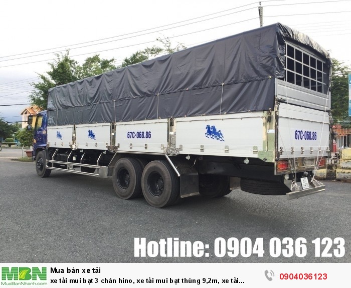 Xe tải mui bạt 3 chân Hino, xe tải mui bạt thùng 9,2m, xe tải Hino 3 chân thùng mui bạt
