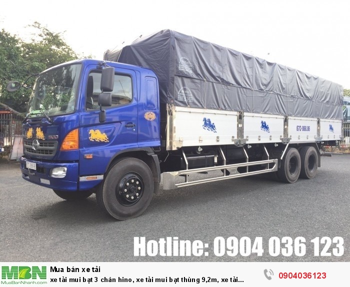 Xe tải mui bạt 3 chân Hino, xe tải mui bạt thùng 9,2m, xe tải Hino 3 chân thùng mui bạt