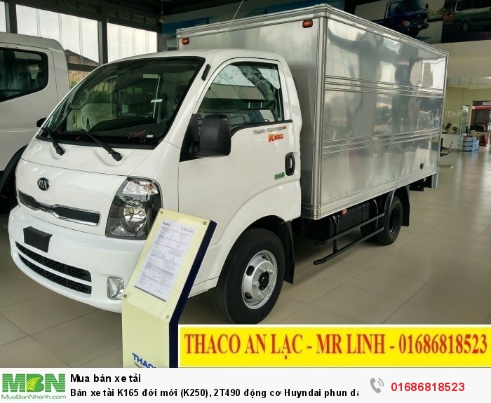 Bán xe tải K165 đời mới (K250), 2T490 động cơ Huyndai phun dầu điện tử, hỗ trợ trả góp 70%
