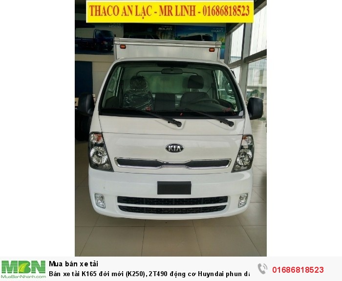 Bán xe tải K165 đời mới (K250), 2T490 động cơ Huyndai phun dầu điện tử, hỗ trợ trả góp 70%
