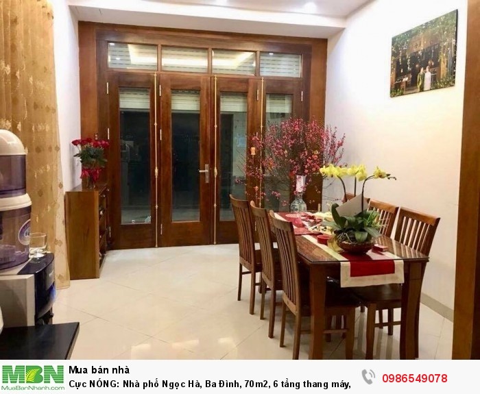 Cực NÓNG: Nhà phố Ngọc Hà, Ba Đình, 70m2, 6 tầng thang máy, view hồ, kinh doanh rất tốt, 15.5 tỷ.