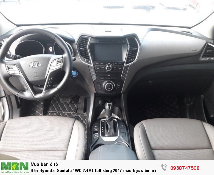 Bán Hyundai Santafe 4WD 2.4AT full xăng 2017 màu bạc siêu lướt