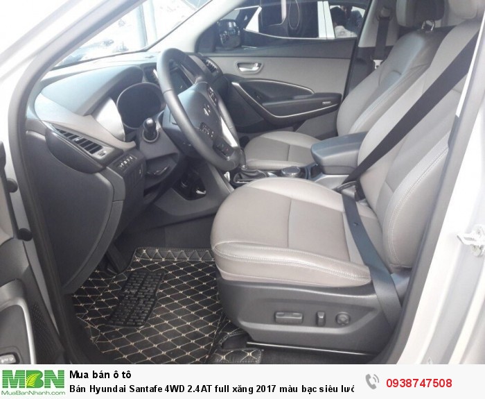 Bán Hyundai Santafe 4WD 2.4AT full xăng 2017 màu bạc siêu lướt