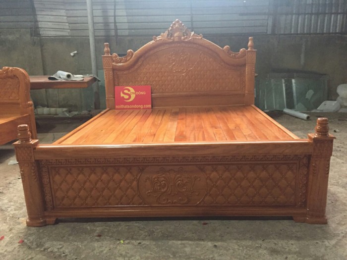 Giường ngủ nữ hoàng 1,8m x 2m gỗ gõ đỏ Mới 100%, giá: 29.000.000đ ...