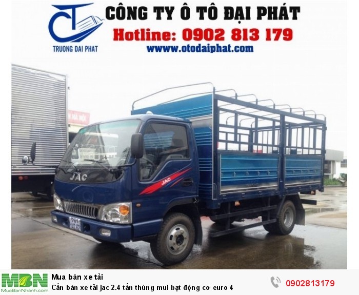 Cần bán xe tải jac 2.4 tấn thùng mui bạt động cơ euro 4
