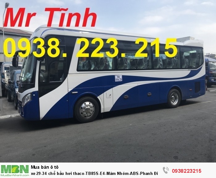 xe 29-34 chỗ bầu hơi thaco-TB85S-E4-Mâm Nhôm-ABS-Phanh Điện Từ-Đời Mới 2018-Giá Rẻ-Giao Nhanh