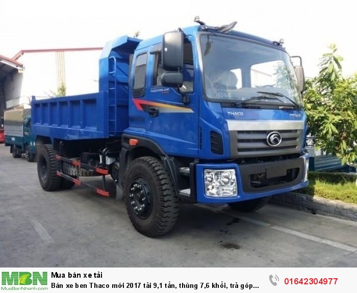 Bán xe ben Thaco mới 2017 tải 9,1 tấn, thùng 7,6 khối, trả góp 80%